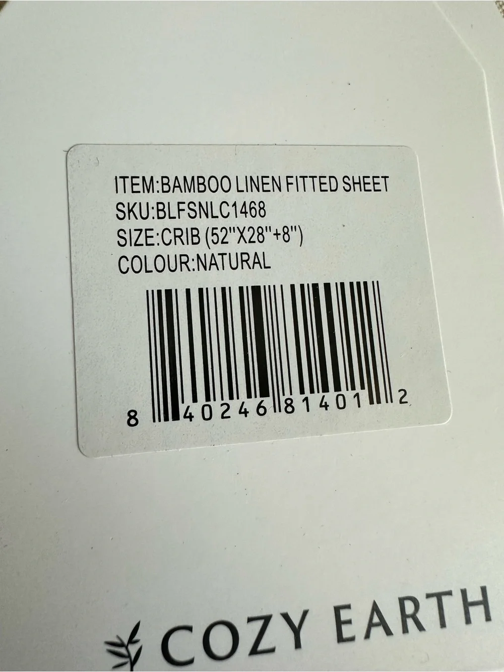 NWT Cozy Earth Bamboo Linen Fitted CRIB Sheet